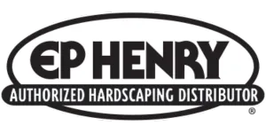 Logo of EP Henry, a recognized distributor of hardscaping products, featuring bold text and a classic oval design.