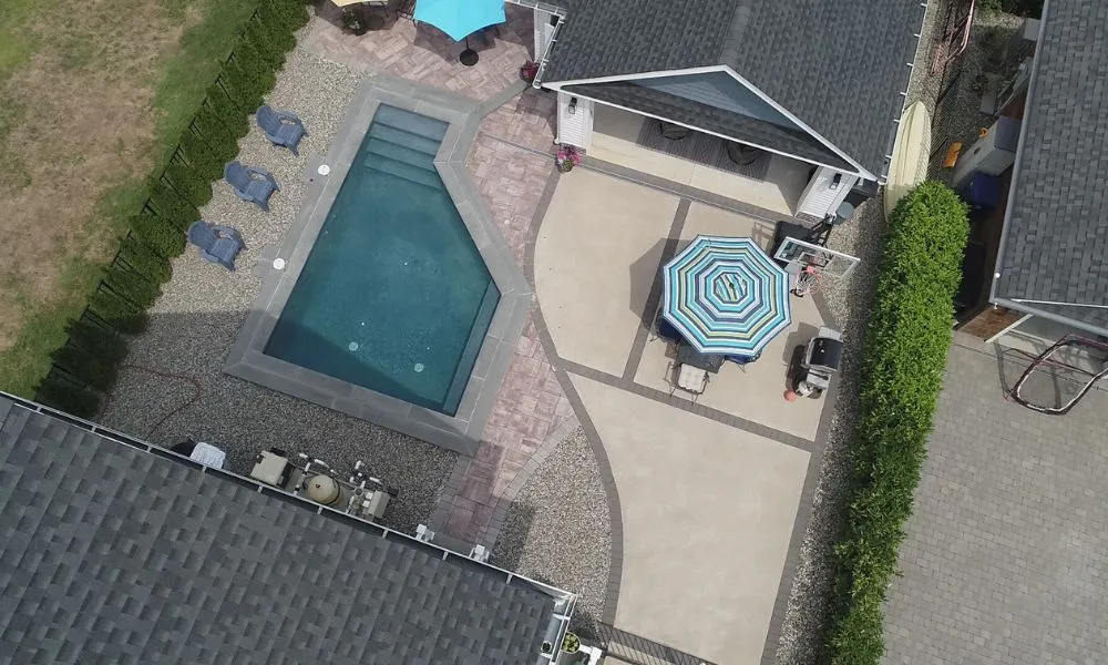 custom designed concrete pool in Old Bridge NJ, luxury swimming pool, inground pool installation