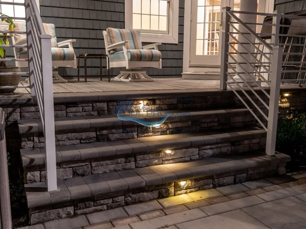 patio with stairs & pavers installation in Highland Park NJ, inground swimming pools