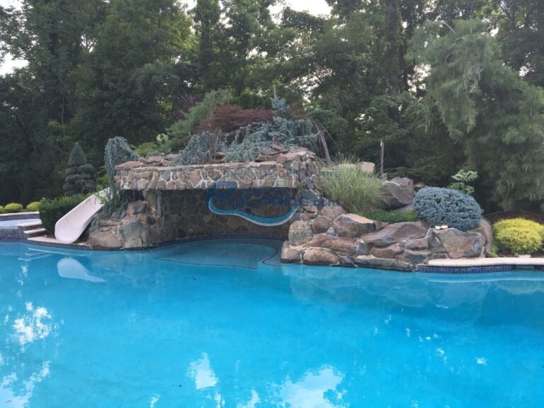 pool with grotto, custom slide & waterfall in Lumberton NJ, nj swimming pool contractors