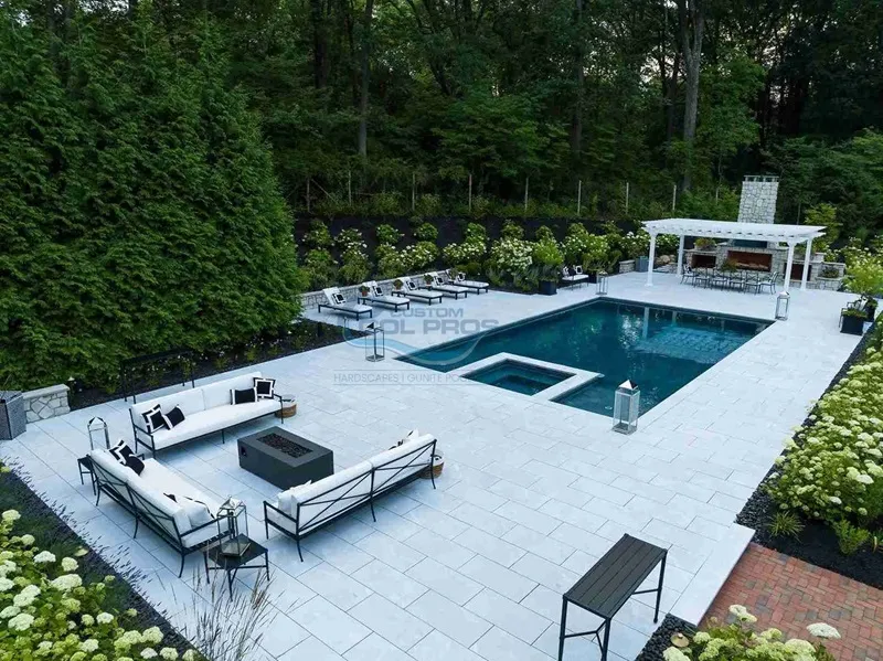 Backyard gunite pool in Far Hill, luxury inground swimming pools, NJ