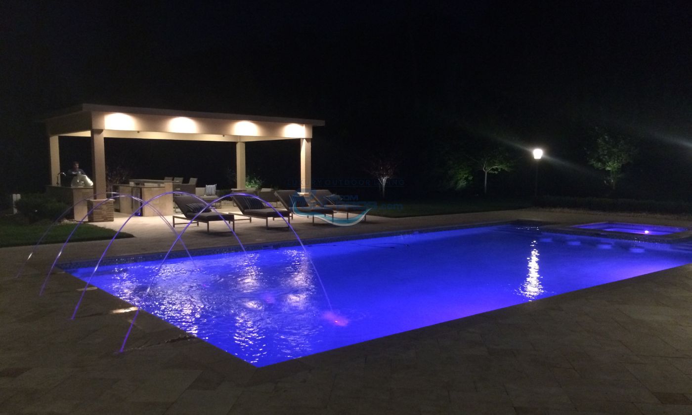 concrete pool installation with pool light in NJ